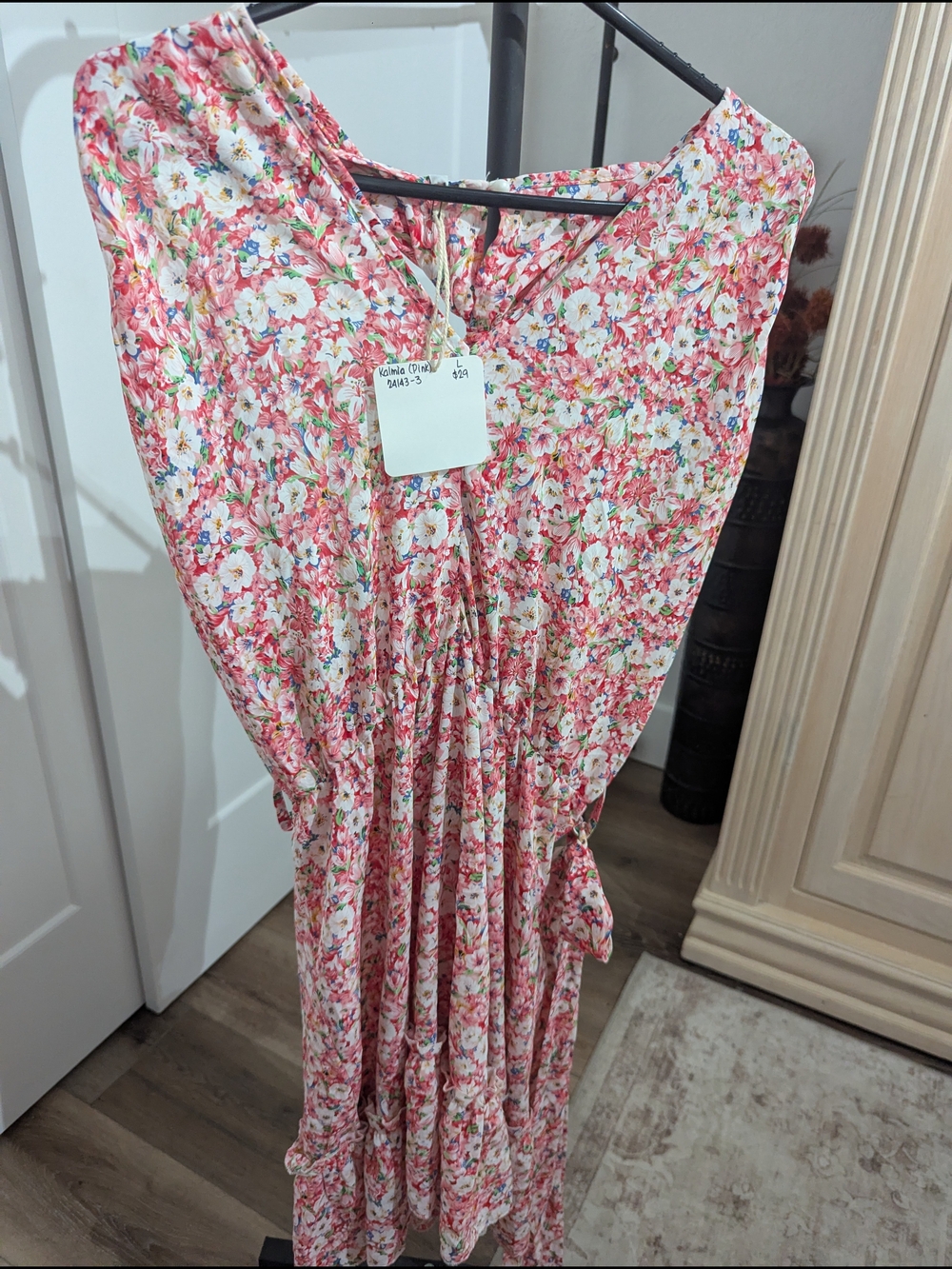 Floral Pink Cap Sleeve Maxi Dress